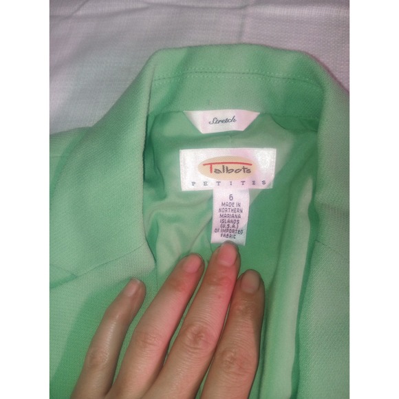 Talbots Petite stretch Blazer Mint‎ Green Size 6 (3 Button) USA Wool - Picture 2 of 7